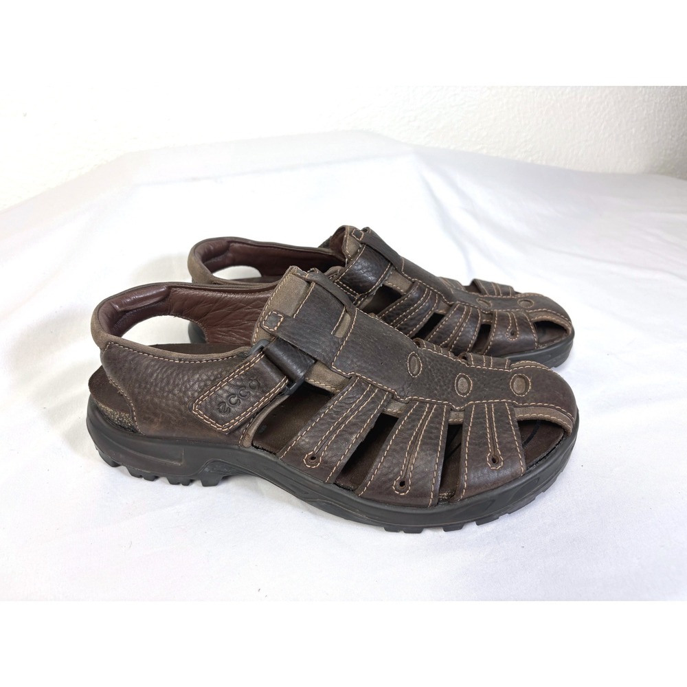 Ecco Brown Leather Fisherman Sandals Men's Size 9 Y2K Gorpcore Outdoors Comfort